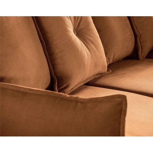 Canapé Panoramique 7 Places Lena En Velours Côtelé Rouille