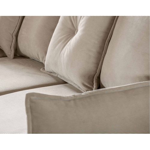 Canapé Panoramique 7 Places Lena En Velours Côtelé Beige