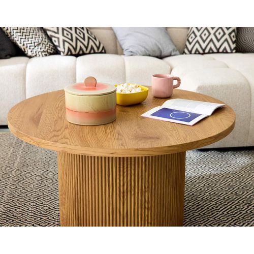 Oliva - Table Basse Ronde - Effet Bois - 80 Cm