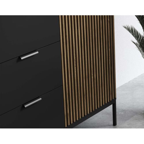 Savanna - Armoire - Effet Bois Et Noir - 185x180 Cm