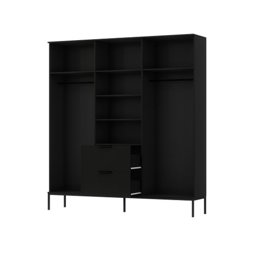 Savanna - Armoire - Effet Bois Et Noir - 185x180 Cm