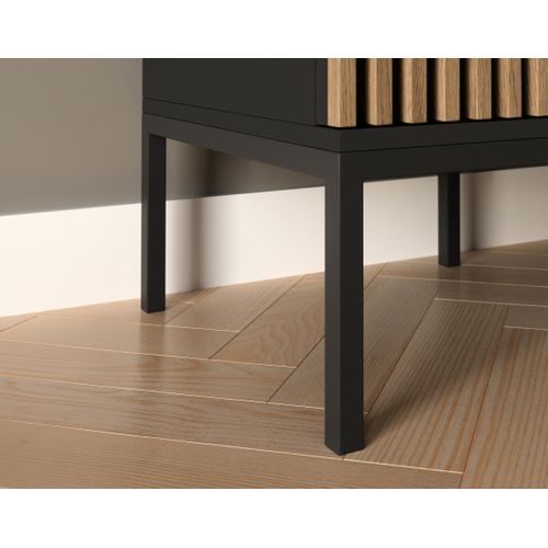 Savanna - Table De Chevet - Effet Bois Et Noir - 40 Cm