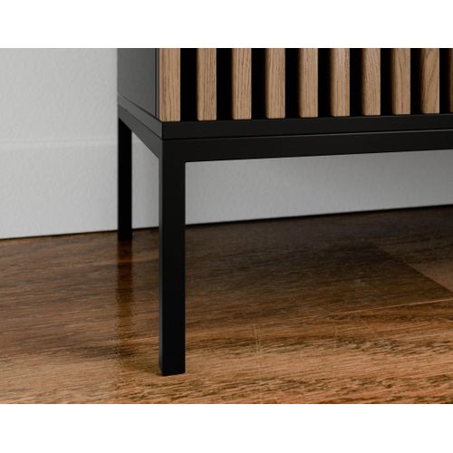 Savanna - Buffet Bas - Effet Bois Et Noir - 3 Tiroirs Et 2 Portes - 150 Cm