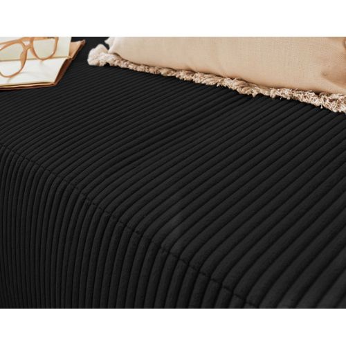 Canapé Droit Convertible 3 Places Loutro En Velours Côtelé Noir