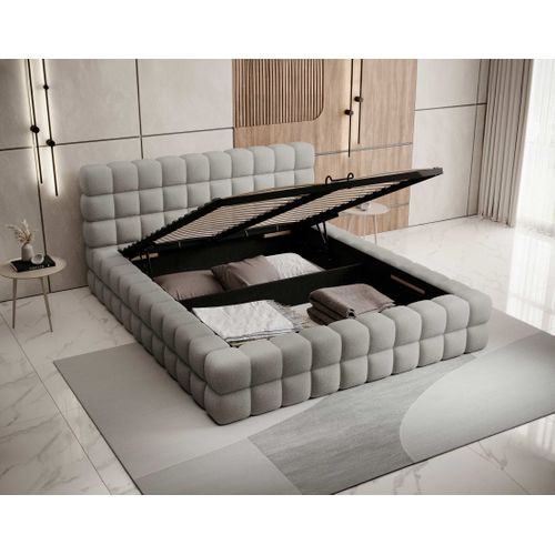 Kingston - Lit Coffre - 140x200 - Sommier Inclus - En Tissu Bouclette