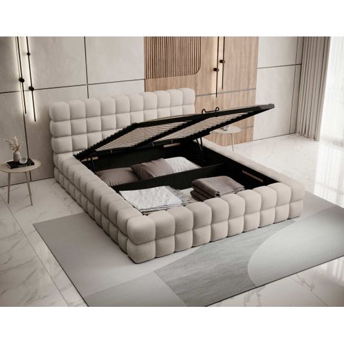 Kingston - Lit Coffre - 140x200 - Sommier Inclus - En Tissu Bouclette