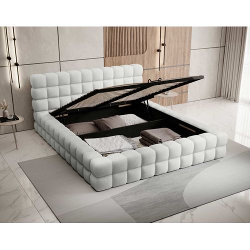 Kingston - Lit Coffre - 180x200 - Sommier Inclus - En Tissu Bouclette