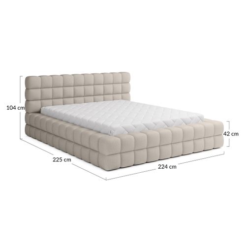 Kingston - Lit Coffre - 180x200 - Sommier Inclus - En Tissu Bouclette