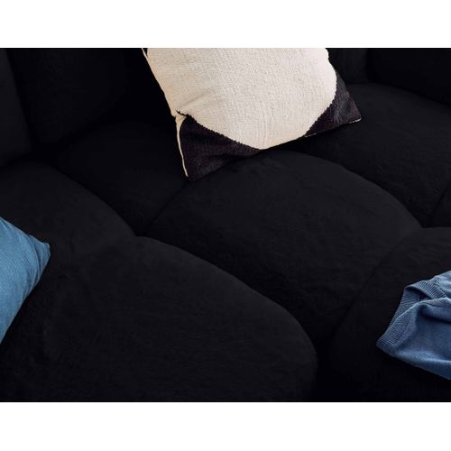 Crocus - Canapé D'angle Réversible - 4 Places - Convertible Avec Coffre - En Fausse Fourrure Noir