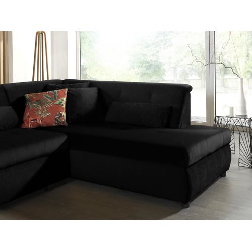 Canapé Panoramique 7 Places Vermont En Velours Noir