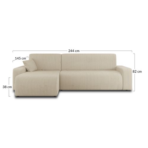 Artemisa - Canapé D'angle Réversible 4 Places - Convertible Avec Coffre - En Velours Côtelé