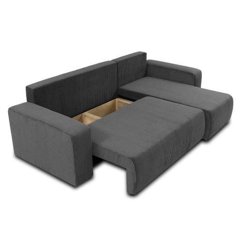 Artemisa - Canapé D'angle Réversible 4 Places - Convertible Avec Coffre - En Velours Côtelé