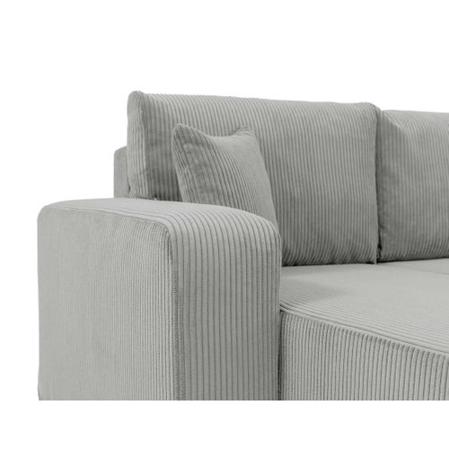 Canapé Panoramique 7 Places Artemisa En Velours Côtelé Gris Clair