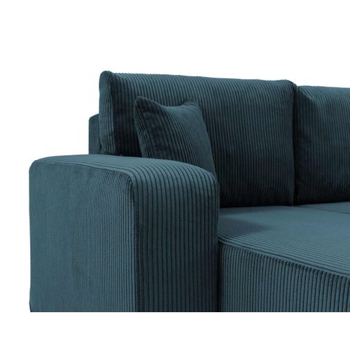 Canapé Panoramique 7 Places Artemisa En Velours Côtelé Bleu