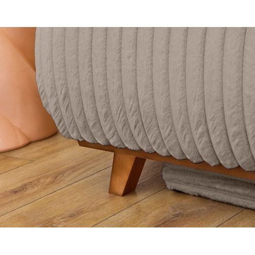 Canapé Droit Convertible 3 Places Cristal En Fausse Fourrure Côtelée Taupe