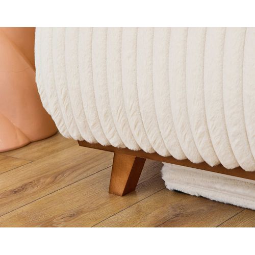 Cristal - Fauteuil - Convertible Avec Coffre - En Fausse Fourrure Côtelée Beige