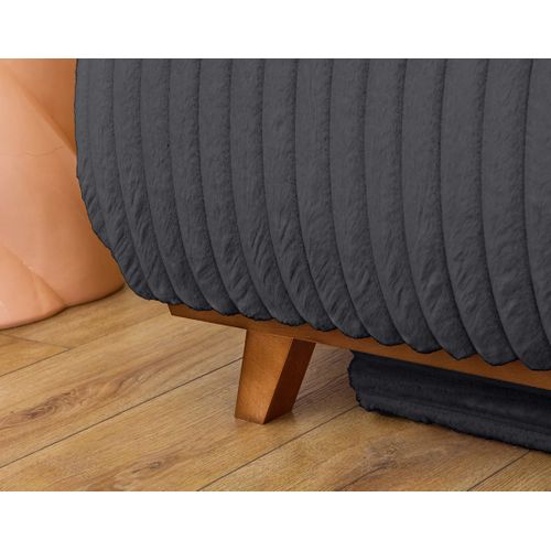 Cristal - Fauteuil - Convertible Avec Coffre - En Fausse Fourrure Côtelée Gris Anthracite