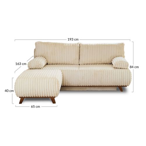 Canapé Droit Convertible 4 Places Cristal En Fausse Fourrure Côtelée Bleu