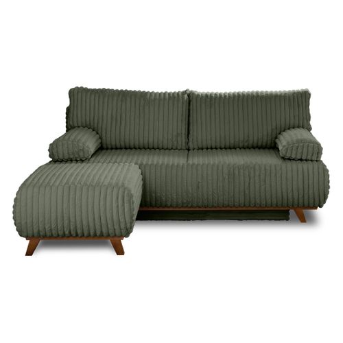 Canapé Droit Convertible 4 Places Cristal En Fausse Fourrure Côtelée Vert