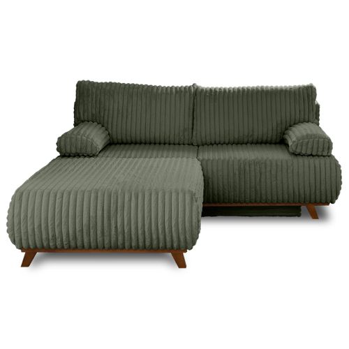 Canapé Droit Convertible 4 Places Cristal En Fausse Fourrure Côtelée Vert