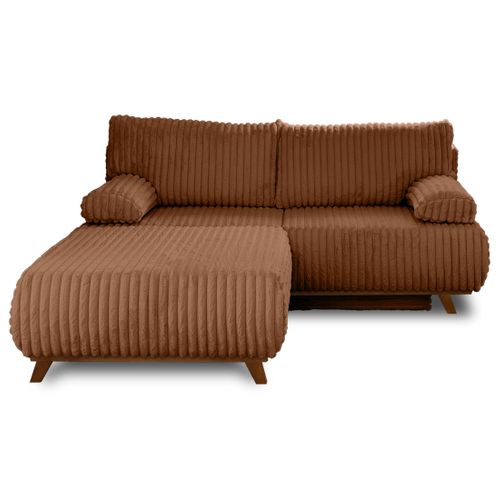 Canapé Droit Convertible 4 Places Cristal En Fausse Fourrure Côtelée Rouille