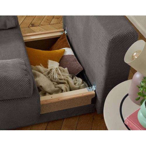Cristal - Fauteuil - Convertible Avec Coffre - En Velours Texturé