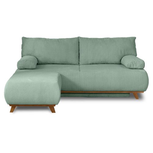 Canapé Droit Convertible 4 Places Cristal En Velours Texturé Bleu