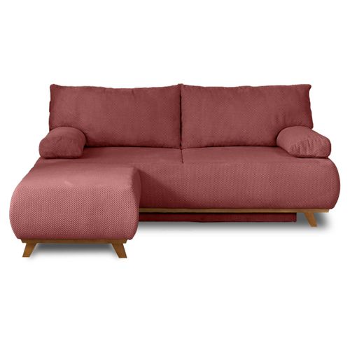 Canapé Droit Convertible 4 Places Cristal En Velours Texturé Rose