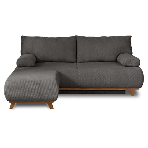 Canapé Droit Convertible 4 Places Cristal En Velours Texturé Gris Foncé