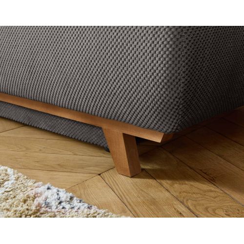 Canapé Droit Convertible 4 Places Cristal En Velours Texturé Gris Foncé