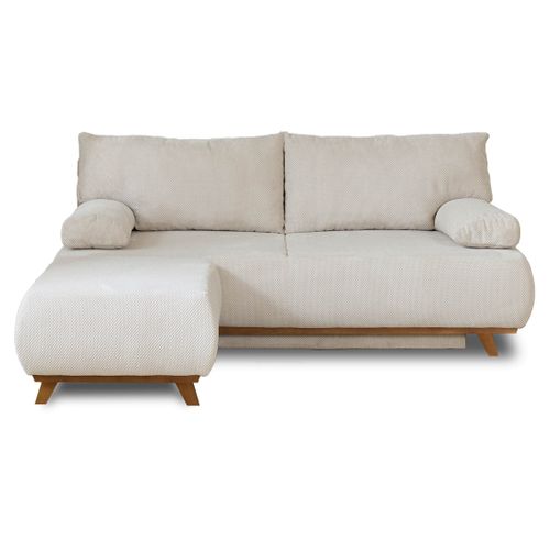 Canapé Droit Convertible 4 Places Cristal En Velours Texturé Beige