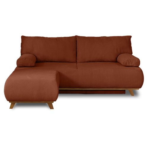 Canapé Droit Convertible 4 Places Cristal En Velours Texturé Terracotta