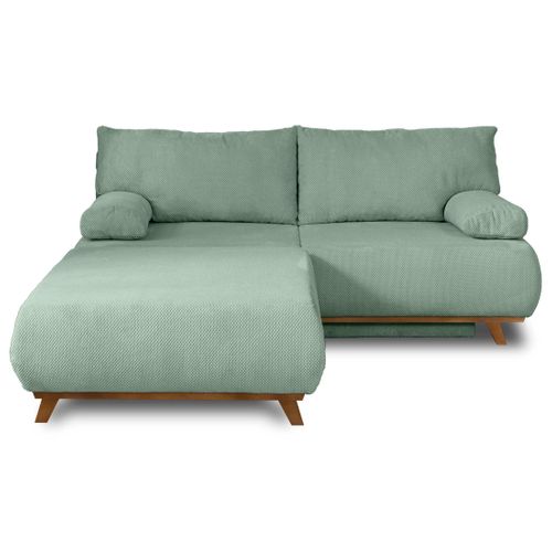 Canapé Droit Convertible 4 Places Cristal En Velours Texturé Bleu