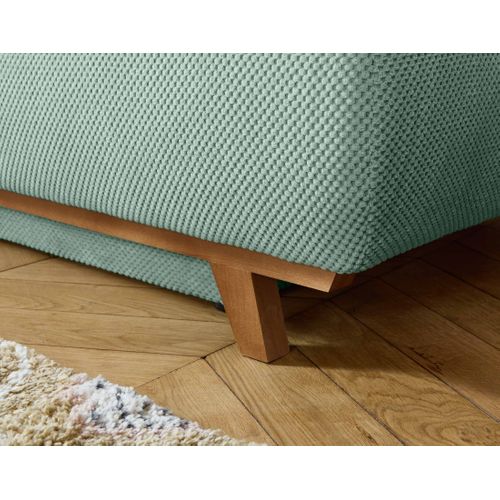 Canapé Droit Convertible 4 Places Cristal En Velours Texturé Bleu