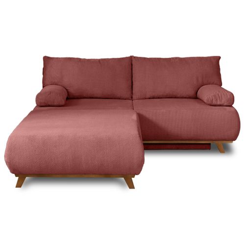 Canapé Droit Convertible 4 Places Cristal En Velours Texturé Rose