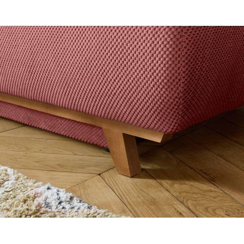 Canapé Droit Convertible 4 Places Cristal En Velours Texturé Rose