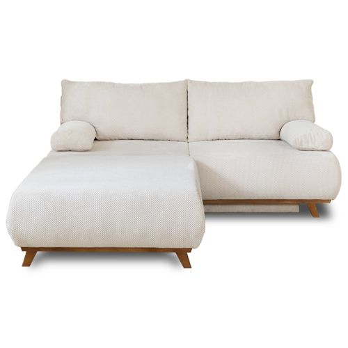 Canapé Droit Convertible 4 Places Cristal En Velours Texturé Beige