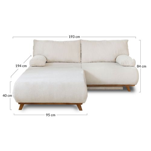 Canapé Droit Convertible 4 Places Cristal En Velours Texturé Beige