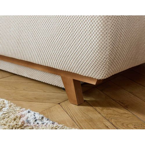 Canapé Droit Convertible 4 Places Cristal En Velours Texturé Beige