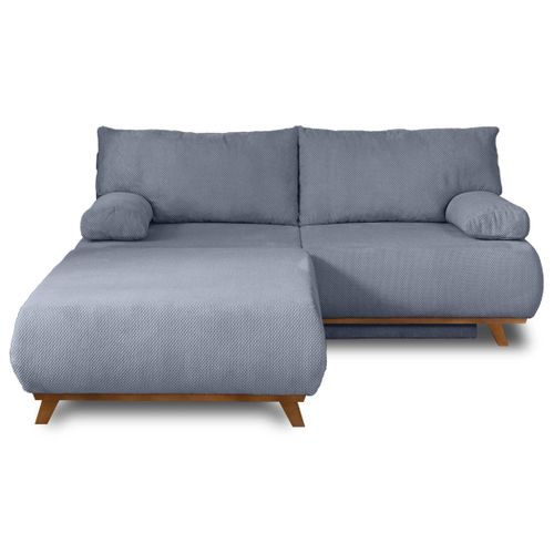 Canapé Droit Convertible 4 Places Cristal En Velours Texturé Bleu Grisé