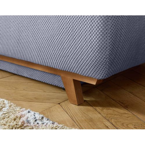 Canapé Droit Convertible 4 Places Cristal En Velours Texturé Bleu Grisé