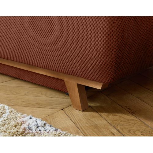 Canapé Droit Convertible 4 Places Cristal En Velours Texturé Terracotta