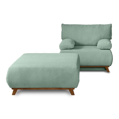 Cristal - Fauteuil - Convertible Avec Coffre Et Grand Pouf - En Velours Texturé