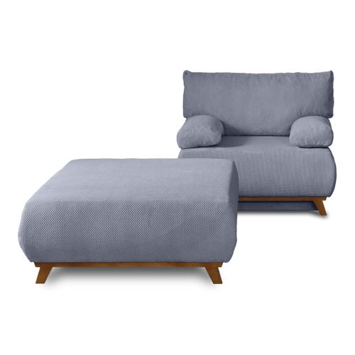 Cristal - Fauteuil - Convertible Avec Coffre Et Grand Pouf - En Velours Texturé