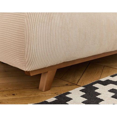 Cristal - Fauteuil - Convertible Avec Coffre - En Velours Côtelé Beige