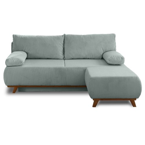 Canapé Droit Convertible 4 Places Cristal En Velours Côtelé Bleu