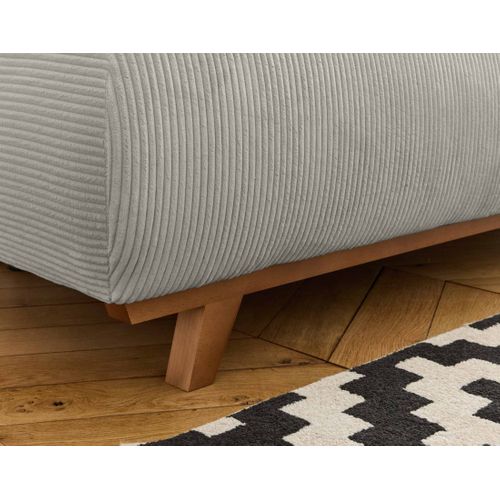 Canapé Droit Convertible 4 Places Cristal En Velours Côtelé Gris Clair