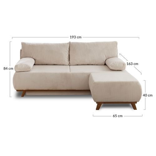 Canapé Droit Convertible 4 Places Cristal En Velours Côtelé Gris Foncé