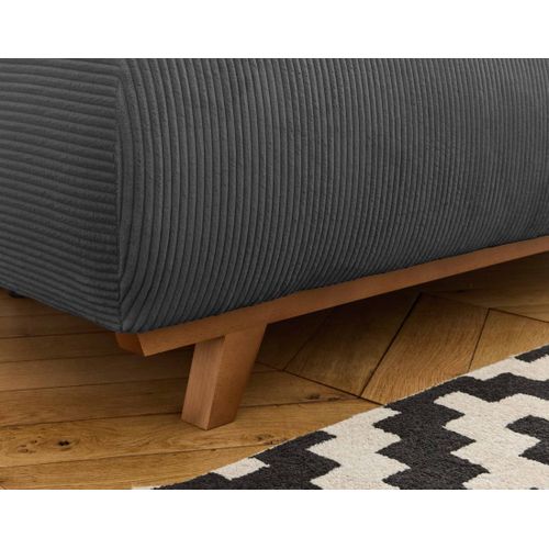 Canapé Droit Convertible 4 Places Cristal En Velours Côtelé Gris Foncé