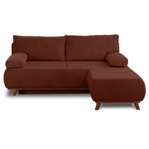 Canapé Droit Convertible 4 Places Cristal En Velours Côtelé Terracotta